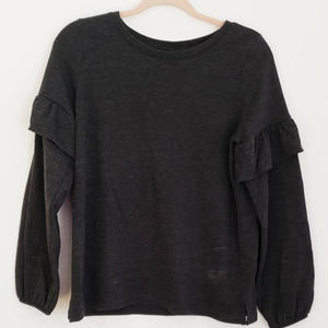 Old Navy Gray Ruffle Detail Long Sleeve Top